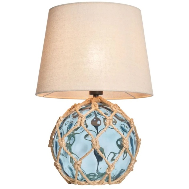 BHS Lucy Dimpled Rope Covered Glass Table Lamp - Blue - image 1