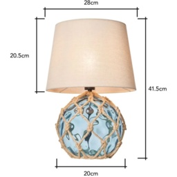 BHS Lucy Dimpled Rope Covered Glass Table Lamp - Blue - thumbnail 5