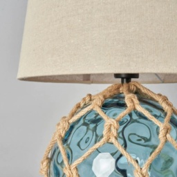 BHS Lucy Dimpled Rope Covered Glass Table Lamp - Blue - thumbnail 4