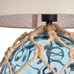 BHS Lucy Dimpled Rope Covered Glass Table Lamp - Blue - thumbnail 3