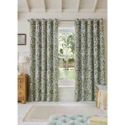 William Morris at Home Honeysuckle Blackout Eyelet Curtains -Blue - W 90 x D 90 - thumbnail 1