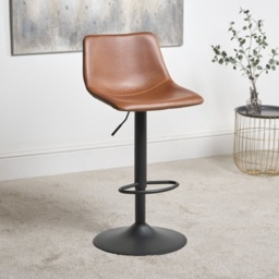 Oregon Height Adjustable Faux Leather Swivel Bar Stool - Brandy - thumbnail 1