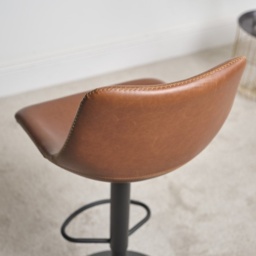 Oregon Height Adjustable Faux Leather Swivel Bar Stool - Brandy - thumbnail 3
