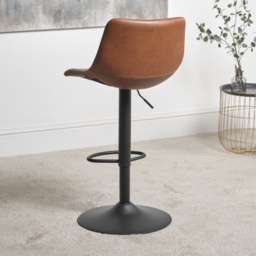 Oregon Height Adjustable Faux Leather Swivel Bar Stool - Brandy - thumbnail 4