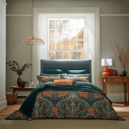 Morris and Co Honeysuckle and Tulip Mulberry and Teal Duvet Set - Single - thumbnail 1