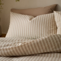 Pineapple Elephant Cotton Rich Woven Stripe Natural Duvet Set - Natural - Single - thumbnail 3