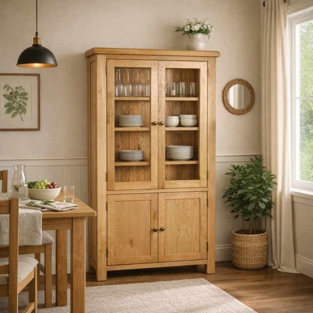 Ascot Rustic Oak Display Cabinet - image 1