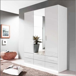 Stuttgart Soft Grey/Alpine White 210cm Height 3 Door Combination Wardrobe - thumbnail 1