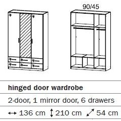 Stuttgart Soft Grey/Alpine White 210cm Height 3 Door Combination Wardrobe - thumbnail 2