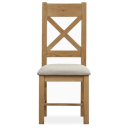 Juniper Pair of Upholstered X Back Dining Chairs - Smoked Oak - thumbnail 2