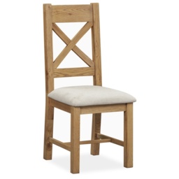 Juniper Pair of Upholstered X Back Dining Chairs - Smoked Oak - thumbnail 1