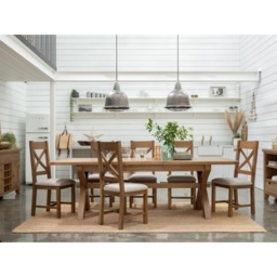 Juniper Pair of Upholstered X Back Dining Chairs - Smoked Oak - thumbnail 6