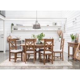 Juniper Pair of Upholstered X Back Dining Chairs - Smoked Oak - thumbnail 7
