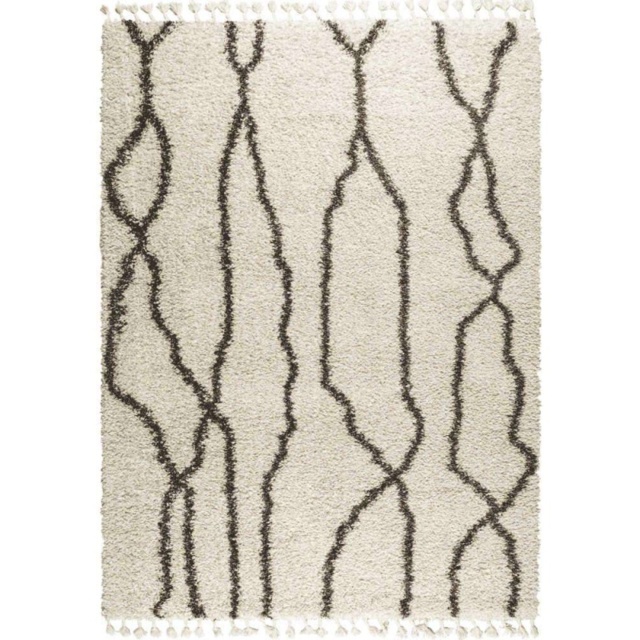 Mastercraft Twilight 039-0006/6933 Fringed Shaggy Rug - Cream/Black - 133cm x 195cm - image 1