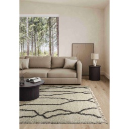 Mastercraft Twilight 039-0006/6933 Fringed Shaggy Rug - Cream/Black - 133cm x 195cm - thumbnail 2