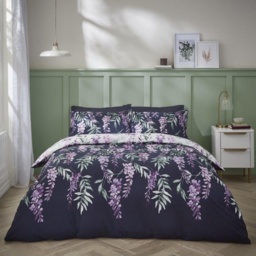 Catherine Lansfield Wisteria White/Navy Duvet Set - King