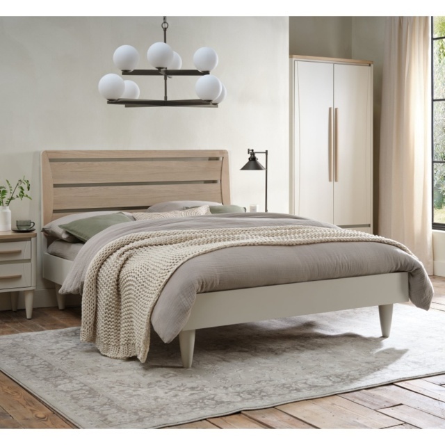 Delta Scandi Oak and Soft Grey Slatted Bedstead - 150cm King - image 1