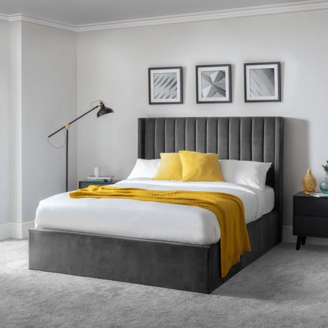 Julian Bowen Langham Scalloped Headboard Storage Bed - Grey - 150cm King - image 1