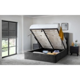 Julian Bowen Langham Scalloped Headboard Storage Bed - Grey - 150cm King - thumbnail 2