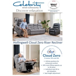 Celebrity Hollingwell Cloud Zero Riser Recliner Chair Zipspeed - Petite - Standard - Aquaclean Fabric - thumbnail 7