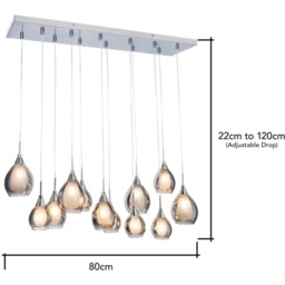 BHS Carmella Diner 12 Light Ceiling Pendant Light - Chrome/Smoke - thumbnail 2