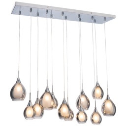 BHS Carmella Diner 12 Light Ceiling Pendant Light - Chrome/Smoke - thumbnail 1