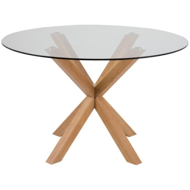 Heaven 120cm Dining Table - Glass With Oak Base - image 1