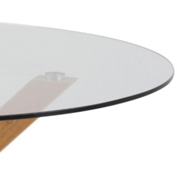 Heaven 120cm Dining Table - Glass With Oak Base - thumbnail 4