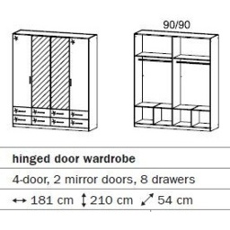 Stuttgart Soft Grey/Alpine White 210cm Height 4 Door Combination Wardrobe - thumbnail 2