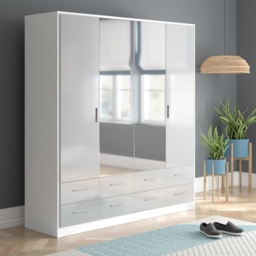Stuttgart Soft Grey/Alpine White 210cm Height 4 Door Combination Wardrobe - thumbnail 3