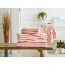 Deyongs Malmo Stripe Towel - Pink/Rose - Bath Towel - thumbnail 1