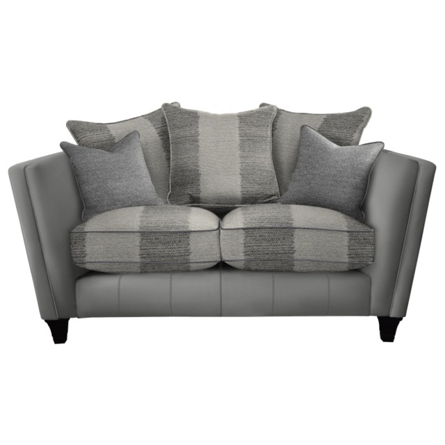Parker Knoll Harlow 2 Seater Pillow Back Leather/Fabric Sofa - Leather/Fabric Mix - image 1