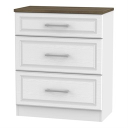 Kent 3 Drawer Deep Chest - White Ash and Oak - thumbnail 2