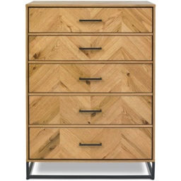 Vaughan Chevron Oak 5 Drawer Tall Chest - thumbnail 3