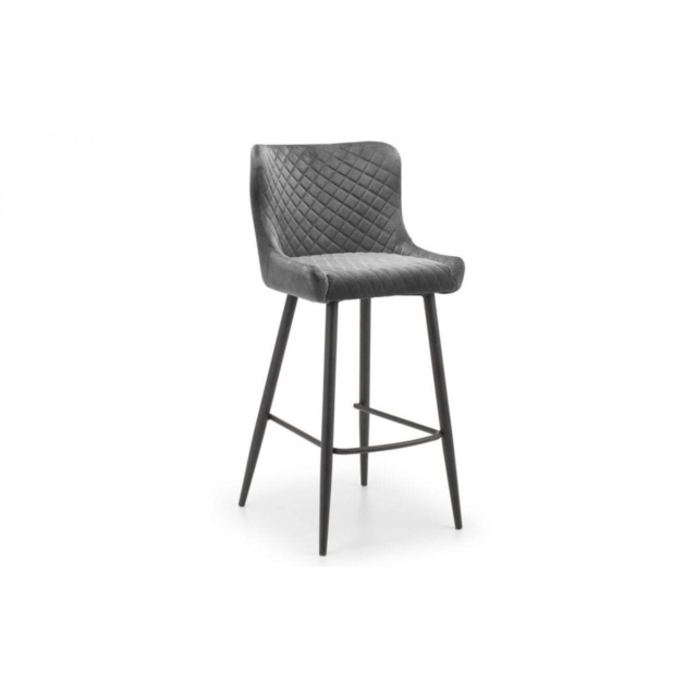 Julian Bowen Luxe Velvet Bar Stool - Grey - image 1