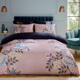 Sara Miller Oriental Blossom Duvet Set - Pink/Navy - Single - thumbnail 1