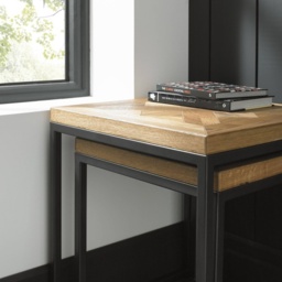 Vancouver Rustic Oak Nest Of Tables - thumbnail 3