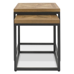 Vancouver Rustic Oak Nest Of Tables - thumbnail 2
