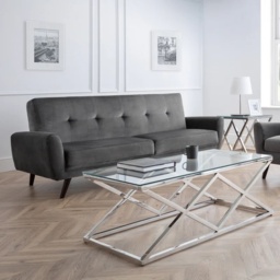 Julian Bowen Monza 3 Seater Sofa - Dark Grey Velvet - thumbnail 1
