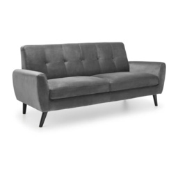 Julian Bowen Monza 3 Seater Sofa - Dark Grey Velvet - thumbnail 2