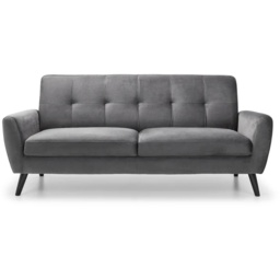 Julian Bowen Monza 3 Seater Sofa - Dark Grey Velvet - thumbnail 3