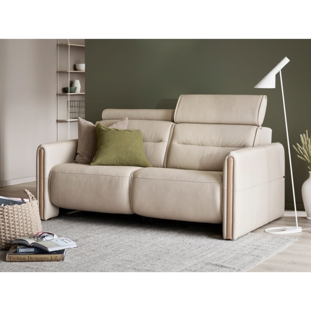Stressless Emily 2 Seater Power Recliner Sofa With Wood Arms - Noblesse Leather - image 1
