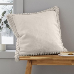 Catherine Lansfield Velvet and Fur Cushion Natural