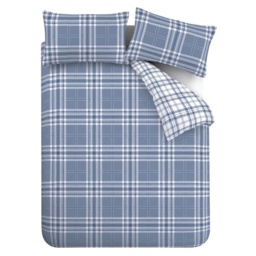 Catherine Lansfield Kelso Check Duvet Set - Blue - Double - thumbnail 2