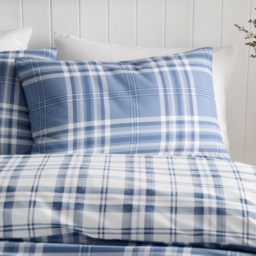 Catherine Lansfield Kelso Check Duvet Set - Blue - Double - thumbnail 3