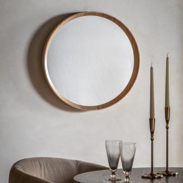 Gallery Direct Cedar Small Round Mirror 56cm - Oak - image 1