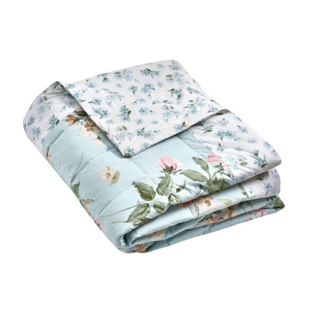 Catherine Lansfield Avebury Floral Bedspread 220x230cm - Duck Egg - image 1