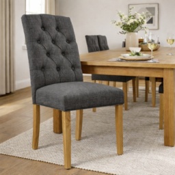 Ascot Charcoal Button Back Upholstered Dining Chair Pair - thumbnail 1