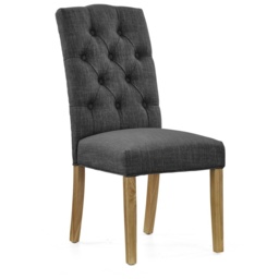 Ascot Charcoal Button Back Upholstered Dining Chair Pair - thumbnail 2