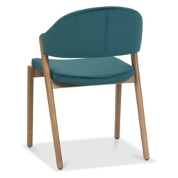 Brandon Rustic Oak Upholstered Chair Pair - Azure Velvet - thumbnail 5